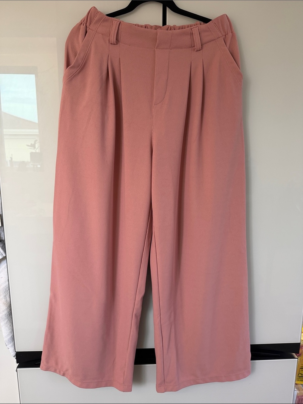HALARA Wide-Leg High-Rise Pants in Dusty Rose Pink